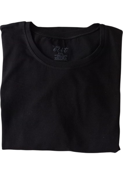 T-Shirt Sıfır Yaka Uzun Kollu Pamuklu Cotton 2'li Avantajlı Paket Ekstra Esnek Siyah Unisex Supt1-1 indirimleri