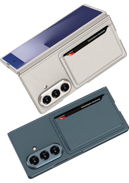 Samsung Galaxy Z Fold 7 Kılıf Suni Deri Arka Yüzey Kartlıklı Standlı Kıpta Silikon Kapak modelleri