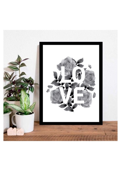 1 Parça Modern Love Dekor Çerçeve Görünümlü Mdf Tablo Set