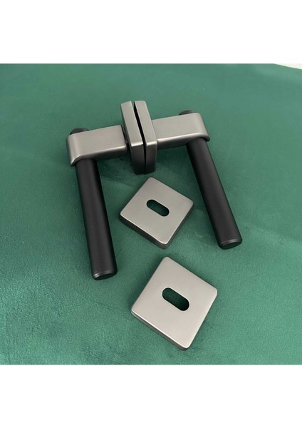 Apollo Mat Skoç Füme Siyah Lüx Kare Rozetli Zamak Oda Kapı Kolu 1 Takım modelleri