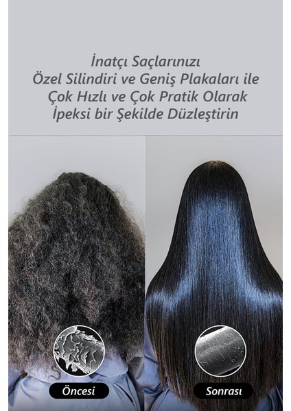 Geniş Yüzeyli Silindirli Saç Düzleştirici, Ince ve Güçlü Saçlar Için modelleri