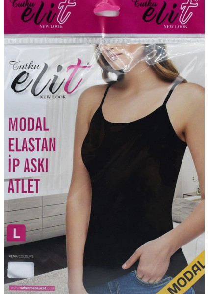 Modal Elastan Ip Askılı Kadın Atlet - 6 Adet - Siyah modelleri