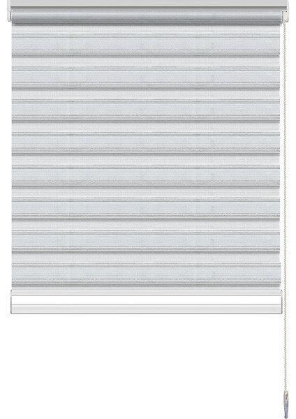 Geniş Simli Pileli Gümüş & Beyaz Zebra Perde