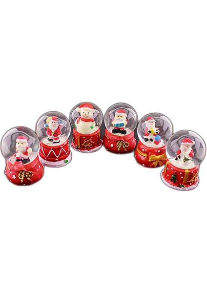 6 Adet Yeni Yıl 2023 Noel Yılbaşı Temalı Mini Boy Işıklı Kar Küresi 6,5 cm -36A