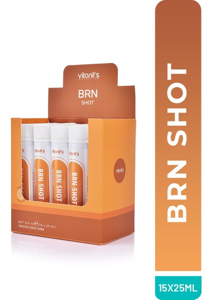 Brn Shot (B Vitaminleri, Magnezyum, Çinko, Resveratrol, Ginko Ekstresi, Üzüm Çekirdeği) 15X25ML