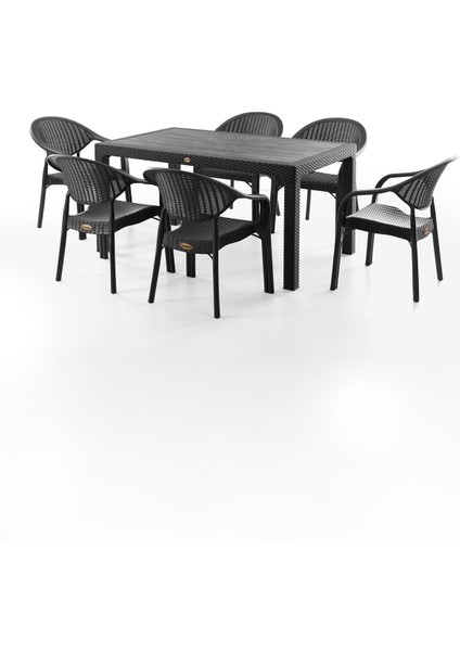 Bamboo 6 Kişilik Rattan Masa Sandalye Takımı Siyah fiyatları