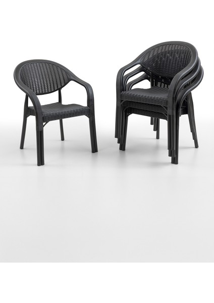 Bamboo 6 Kişilik Rattan Masa Sandalye Takımı Siyah modelleri