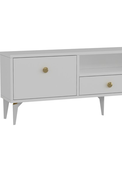 1300DROPCT-1 Tv Sehpası Beyaz-Altın Kulp modelleri