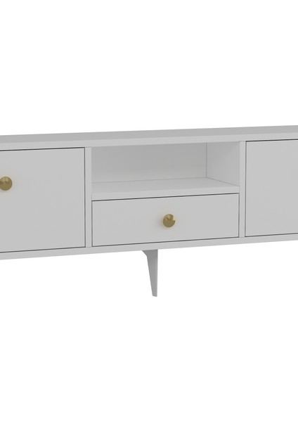 1300DROPCT-1 Tv Sehpası Beyaz-Altın Kulp fırsatları