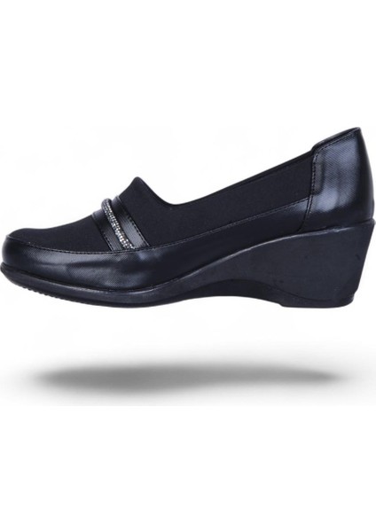 Vollex Vl2 Siyah 7cm Kadın Dolgu Topuklu Ayakkabı modelleri