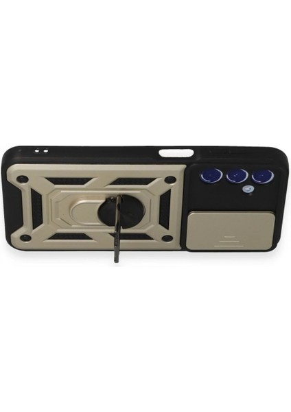 Samsung Galaxy M34 5g Kılıf Pars Lens Yüzüklü Silikon - Gold