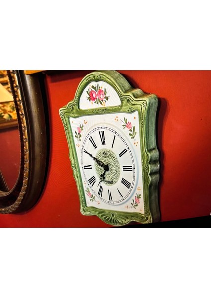 Antika Batı Almanya El Boyama Porselen Duvar Saati - 32 cm x 24 cm Ölçülerinde fiyatları