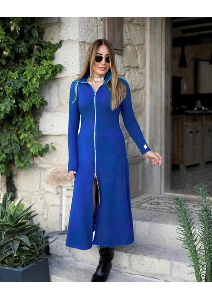 Kadın Uzun Kollu Önden Fermuarlı Ithal Krep Elbise fiyatları