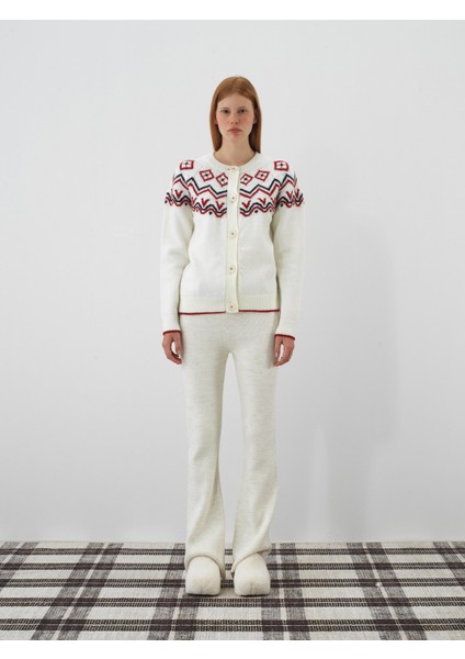 Kadın Ekru Yumuşak Dokulu Oversize Hırka