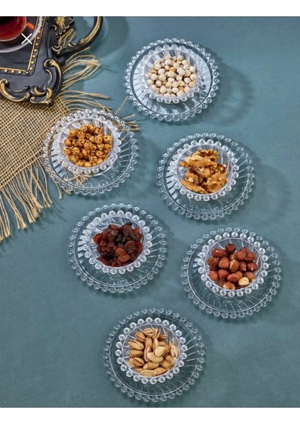 Akrilik 12 Parça Boncuk Kahvaltılık Seti Çerezlik Şekerlik Sosluk Reçellik Seti Çay Bardağı Altığ fırsatları