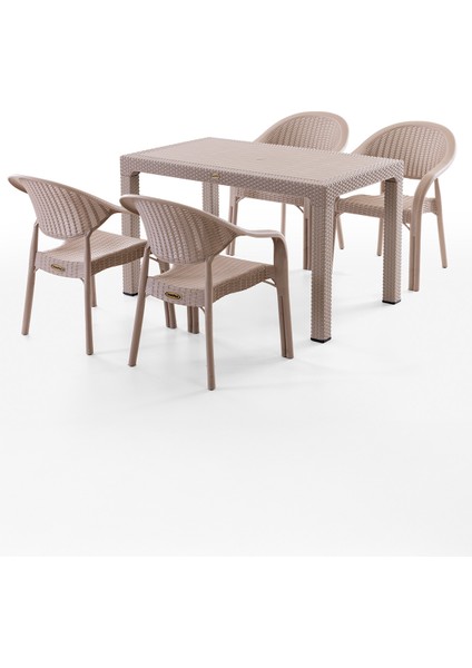 Bamboo 4 Kişilik Rattan Masa Sandalye Takımı Cappuccino fiyatları