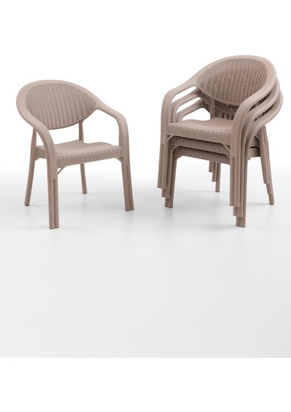 Bamboo 4 Kişilik Rattan Masa Sandalye Takımı Cappuccino modelleri