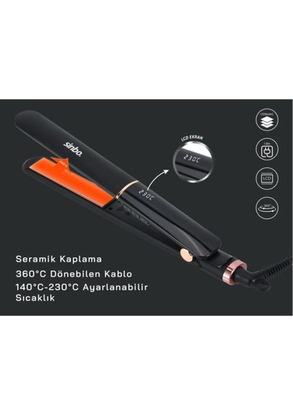 Dijital Isı Ayarlı Saç Düzleştirici ve Maşa, Siyah, Şık ve Pratik Kullanım fiyatları