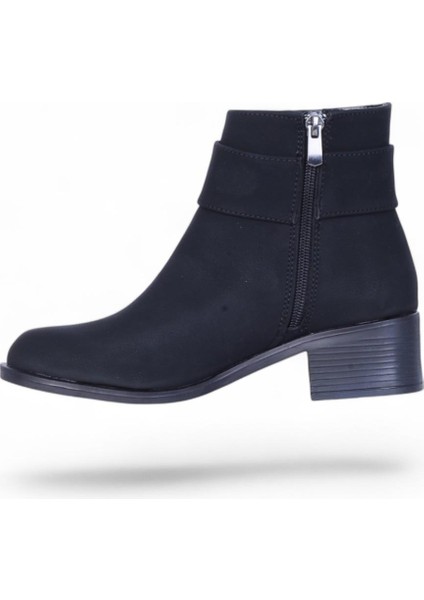 S14 Nubuk Siyah 5cm Kadın Topuklu Bot modelleri