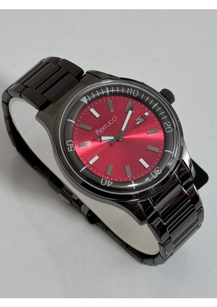 Erkek Kol Saati Içi Kırmızı Bombeli Cam Çelik Kasa 30 Metre Suya Dayanıklı