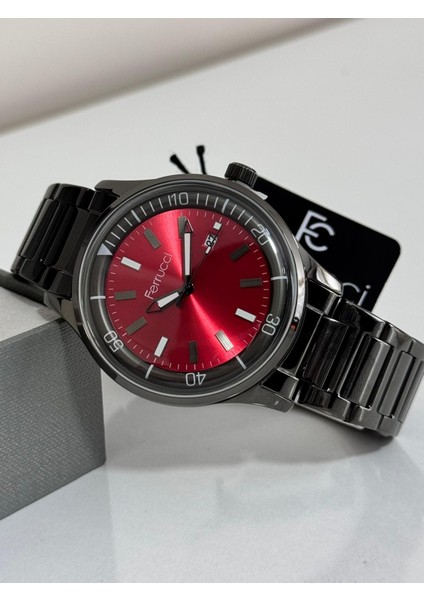 Erkek Kol Saati Içi Kırmızı Bombeli Cam Çelik Kasa 30 Metre Suya Dayanıklı indirimleri