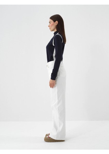 Kadın Ekru Pamuk Dokulu Oversize Pantolon modelleri