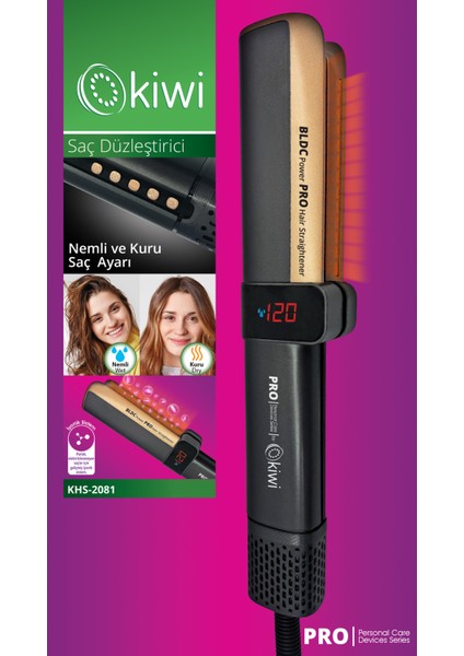 Nemli ve Kuru Fonksiyonlu Dijital Göstergeli Saç Düzleştirici ve Fön Cihazı