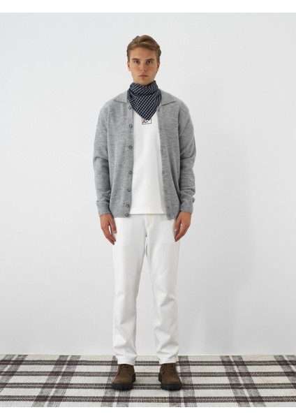 Erkek Gri Yumuşak Dokulu Regular Fit Hırka