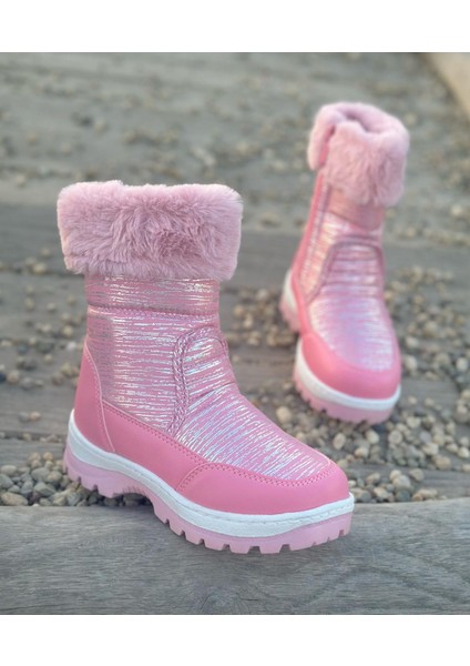 Kürk Detaylı Çocuk Bot, Su Geçirmez Kız Çocuk Bot