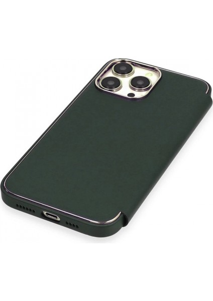 iPhone 13 Pro Max Kılıf Dolpin Kapaklı - Koyu Yeşil