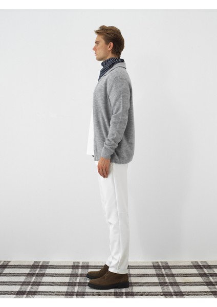 Erkek Gri Yumuşak Dokulu Regular Fit Hırka modelleri