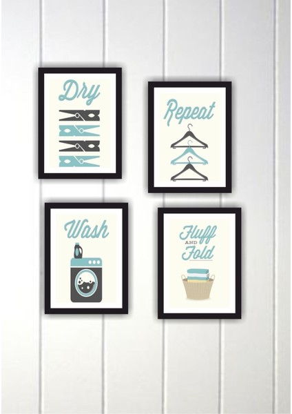 4 Parça Ev Dekarasyon Banyo Dekor Çerçeve Görünümlü Mdf Tablo Set