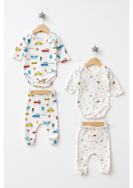 Desenli 2'li Erkek Bebek Zıbın Takım