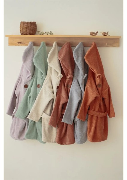 Özel Buldan Dokuması %100 Saf Pamuk Çocuk Bornozu