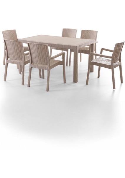 King 6 Kişilik Rattan Masa Sandalye Takımı Cappuccino fiyatları
