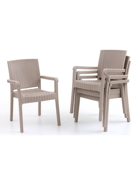 King 6 Kişilik Rattan Masa Sandalye Takımı Cappuccino modelleri