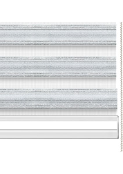 Geniş Simli Pileli Gümüş & Beyaz Zebra Perde modelleri