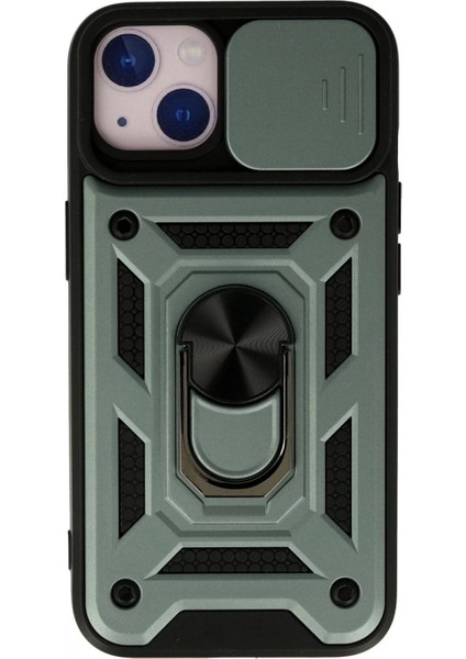 iPhone 13 Kılıf Pars Lens Yüzüklü Silikon - Yeşil