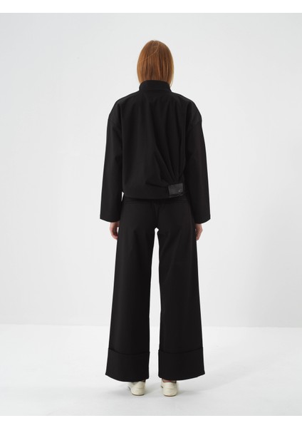 Kadın Siyah Pamuk Dokulu Oversize Pantolon indirimleri