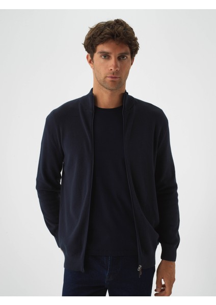 Erkek Lacivert Pamuk Dokulu Regular Fit Hırka fiyatları