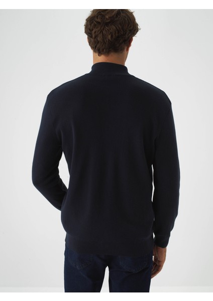 Erkek Lacivert Pamuk Dokulu Regular Fit Hırka fırsatları