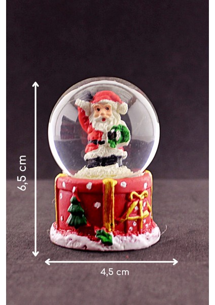 Merry Christmas El Sallayan Noel Baba Temalı Mini Boy Işıklı Kar Küresi 6,5 cm 1