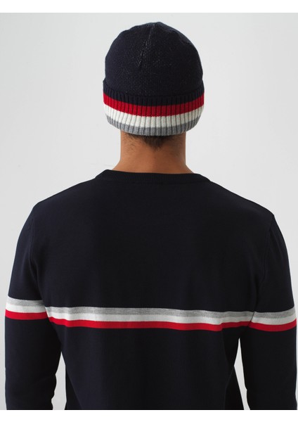 Erkek Lacivert Doğal Yün Dokulu Standart Fit Bere modelleri