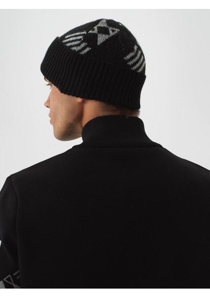 Erkek Siyah Doğal Yün Dokulu Standart Fit Bere modelleri