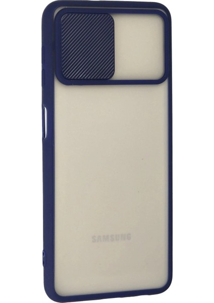 Samsung Galaxy A22 Kılıf Palm Buzlu Kamera Sürgülü Silikon - Lacivert modelleri