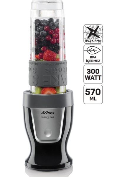 Taşınabilir 300W Kişisel Smoothie Blender, 570ML Buz Kırıcı Şişe Siyah