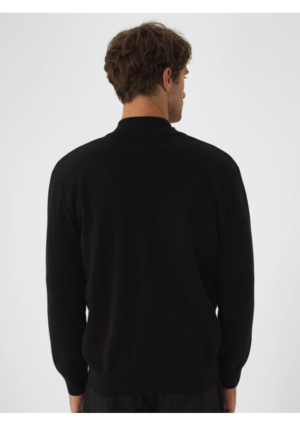 Erkek Siyah Pamuk Dokulu Regular Fit Hırka fırsatları