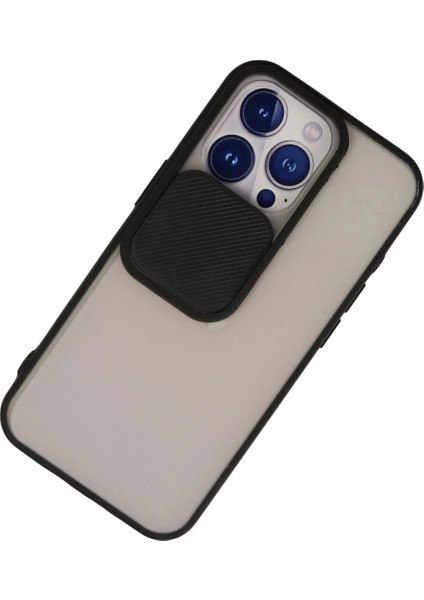 iPhone 13 Pro Kılıf Palm Buzlu Kamera Sürgülü Silikon - Siyah modelleri