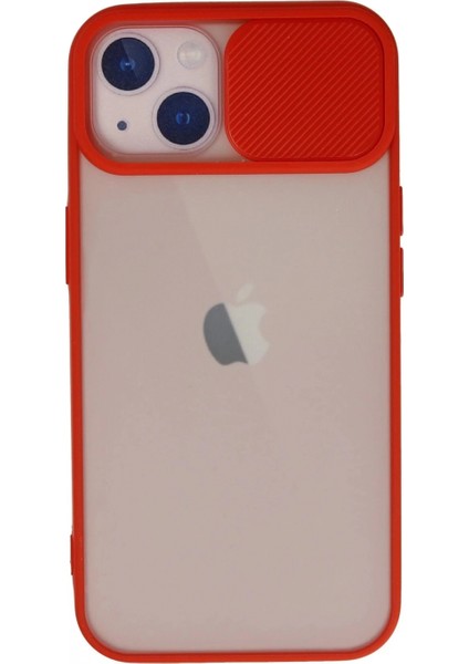 iPhone 13 Kılıf Palm Buzlu Kamera Sürgülü Silikon - Kırmızı