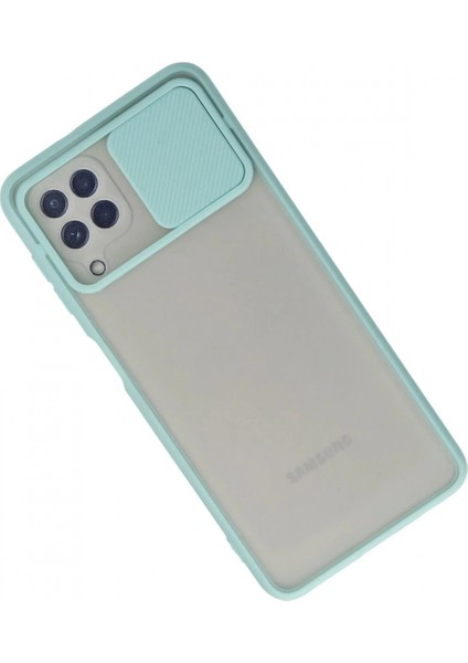Samsung Galaxy A22 Kılıf Palm Buzlu Kamera Sürgülü Silikon - Turkuaz modelleri